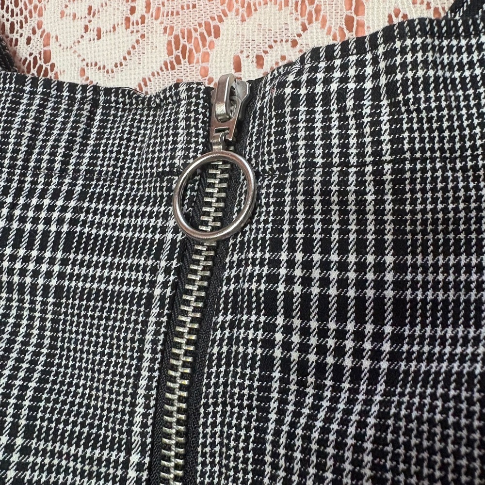 Plaid Zip-Front Pinafore Dress - Picture 3 of 9